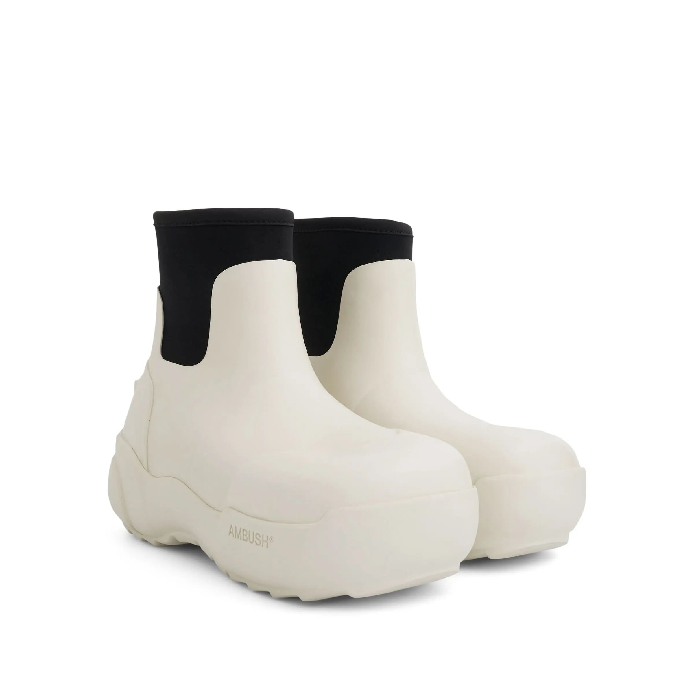 Rubber Boot in White/Black