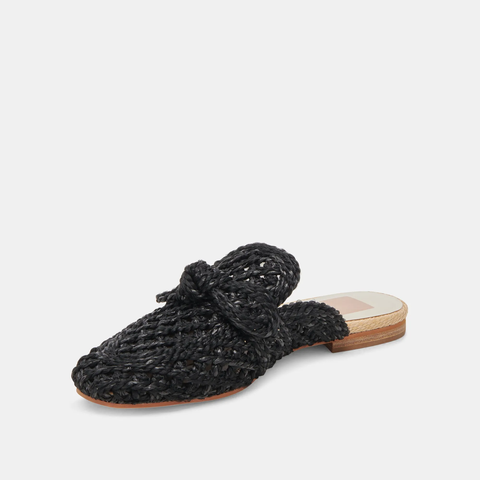 SABOR FLATS ONYX RAFFIA