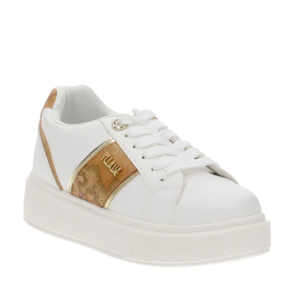 Scarpe Donna 1A Classe Alviero Martini Sneakers Bianche con Inserto Geo Classic 0716