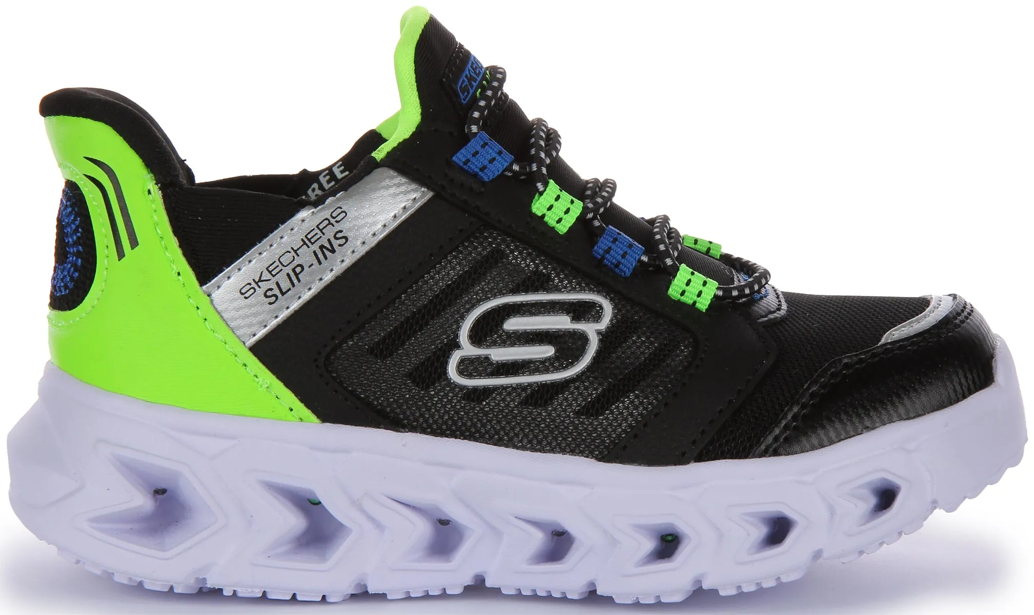 Skechers Hypno Flash 2.0 Slip Ins Black Green For Kids