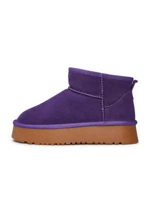 Suede Platform Winter Boots - Lilac