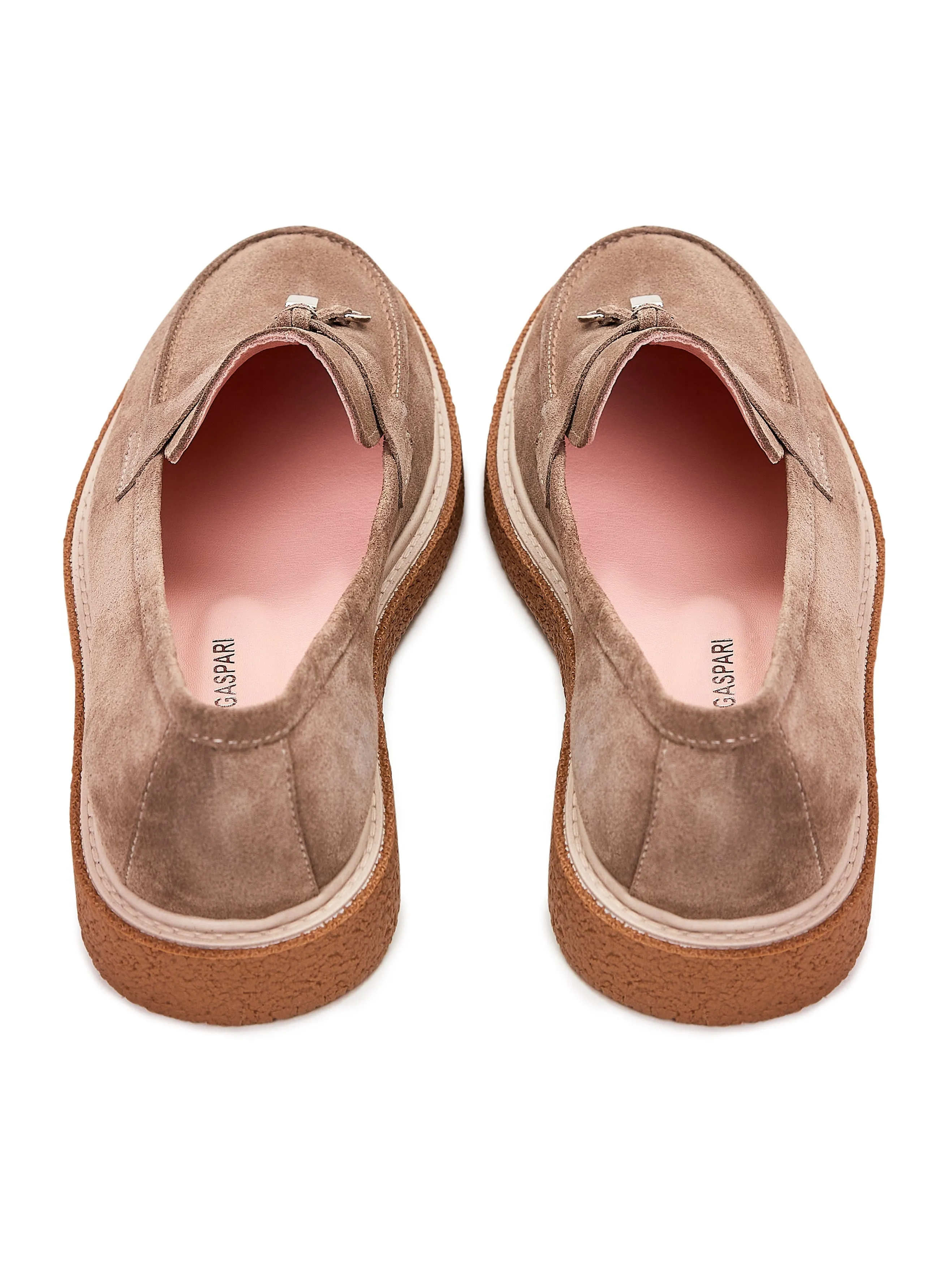 Suede Slip-On Loafers - Beige