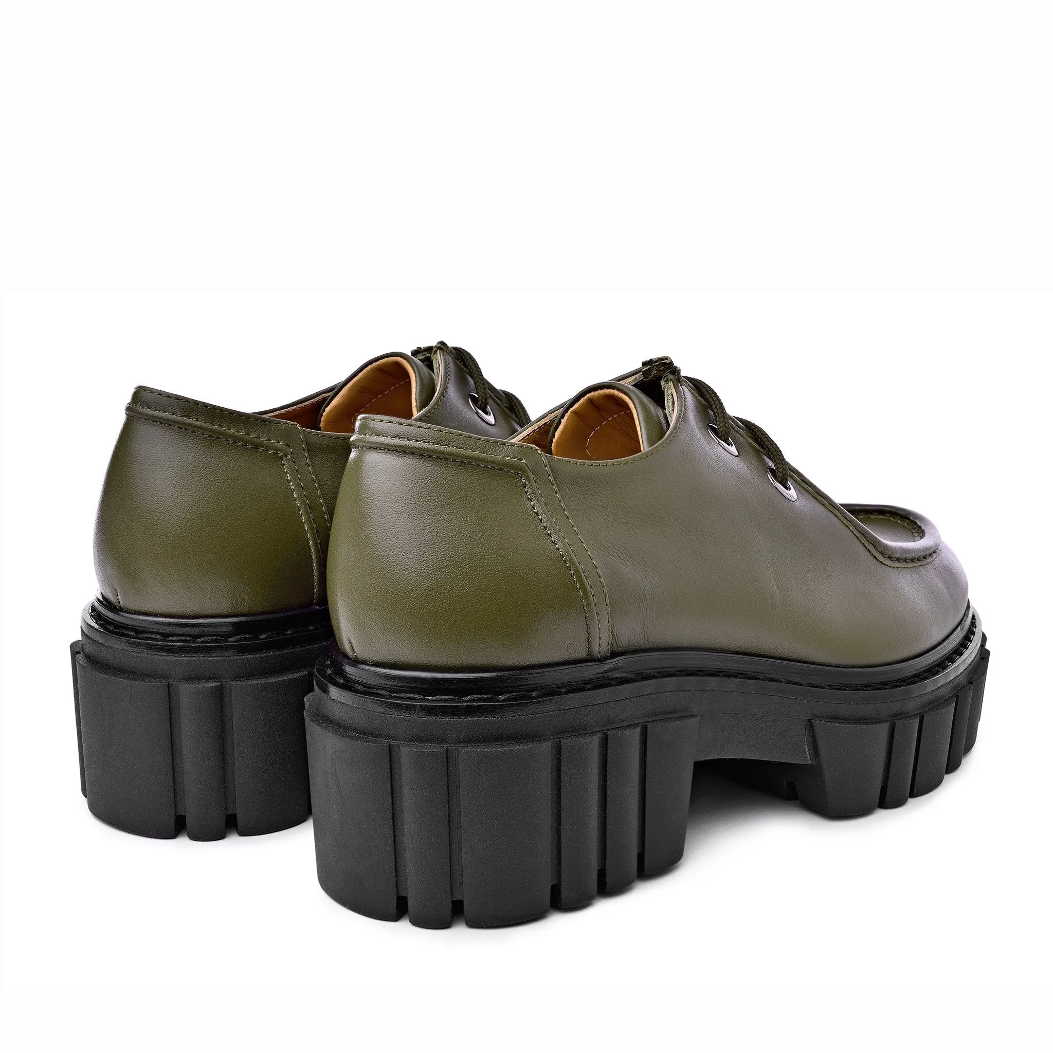 Taka Olive Lace-up Chunky Loafers