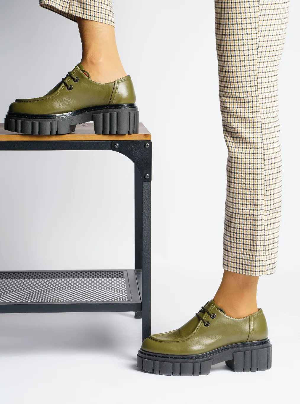 Taka Olive Lace-up Chunky Loafers