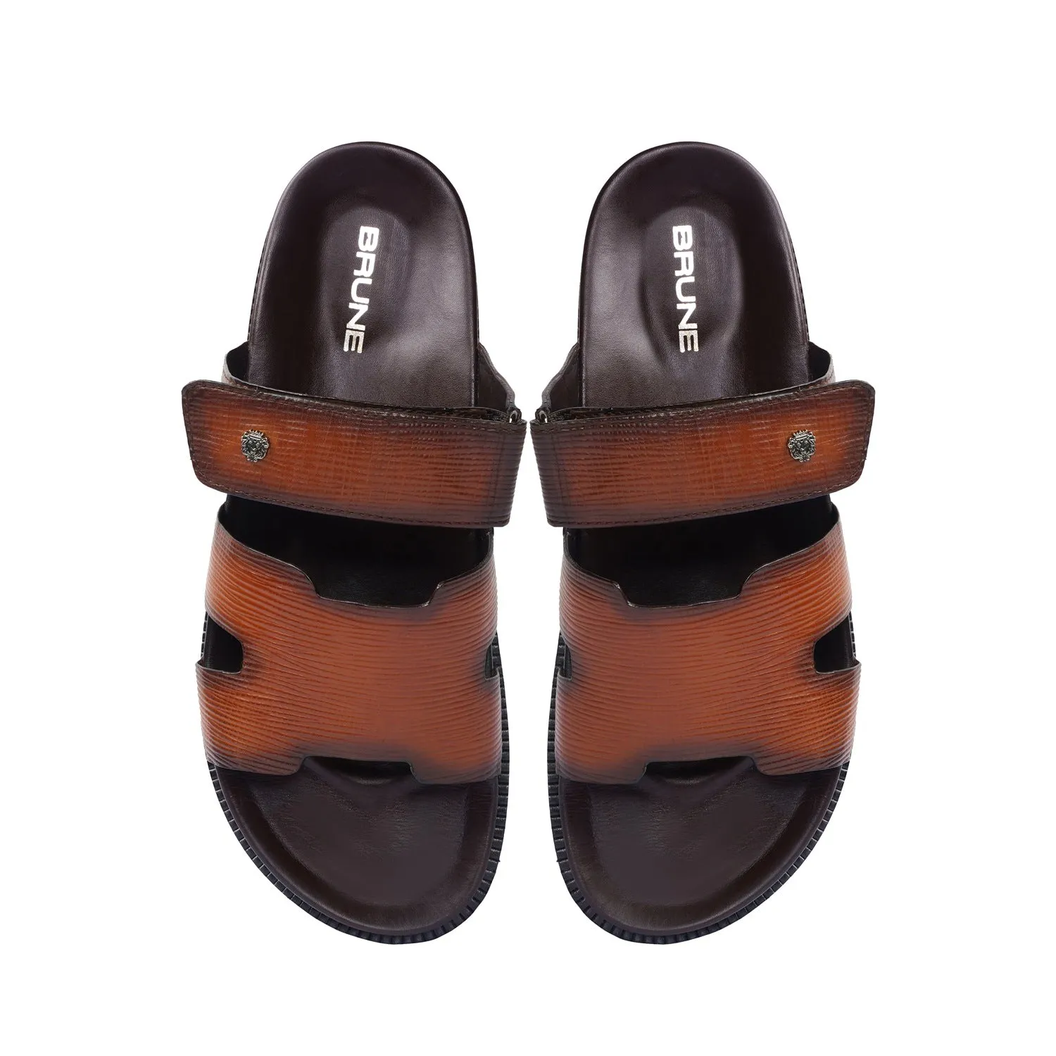 Tan Summer Slipper/Sandal in Saffiano Leather