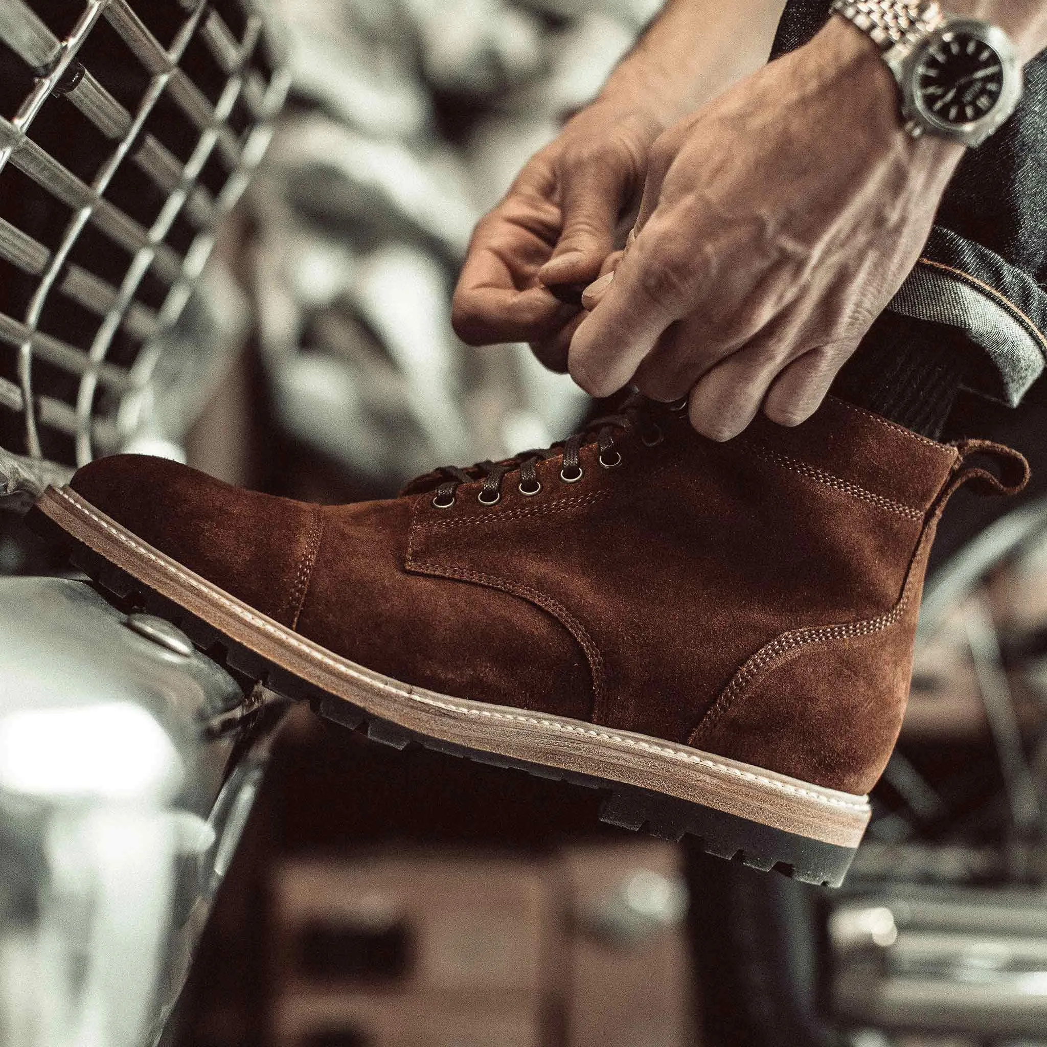 The Moto Boot in Weatherproof Snuff Suede