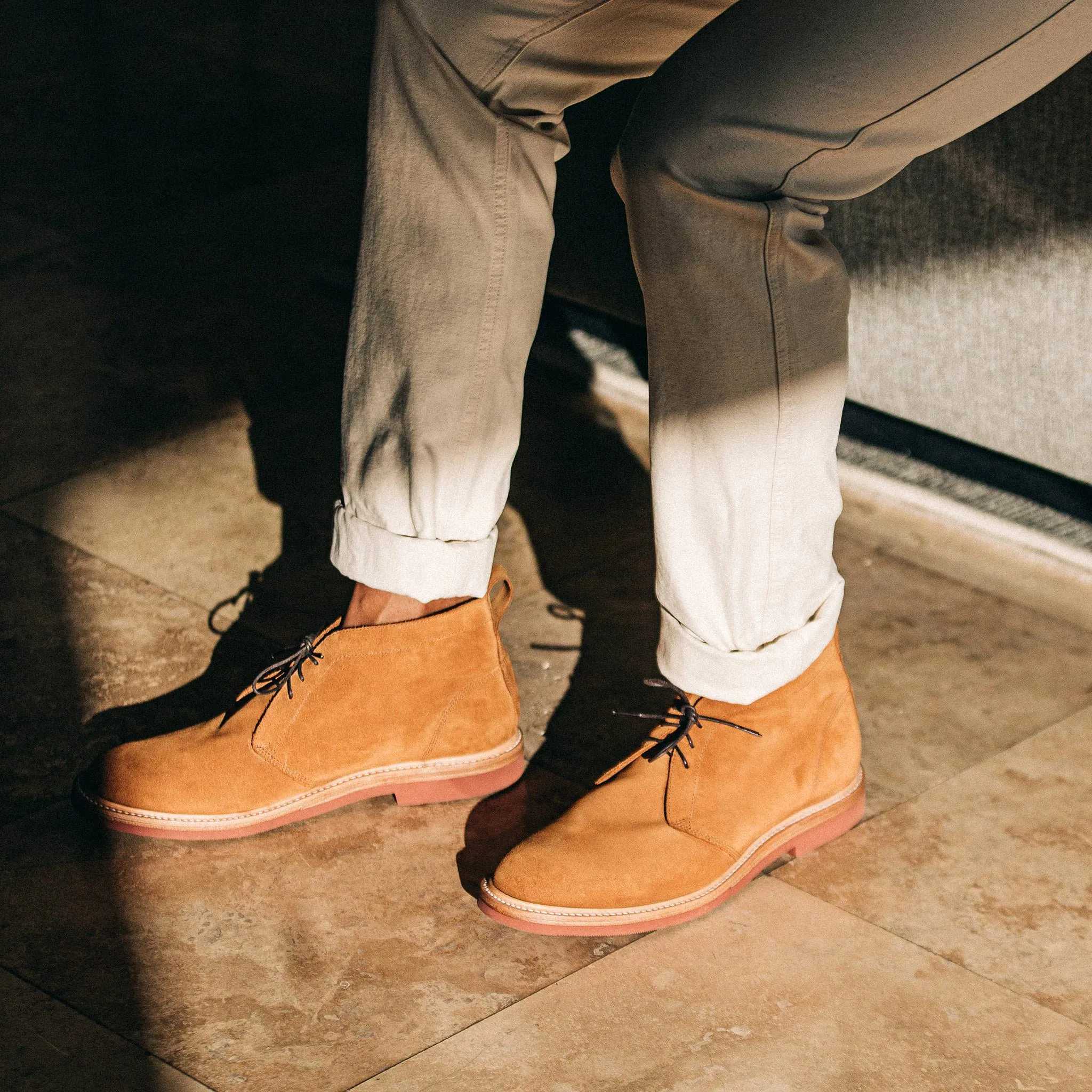 The Unlined Chukka in Butterscotch Weatherproof Suede