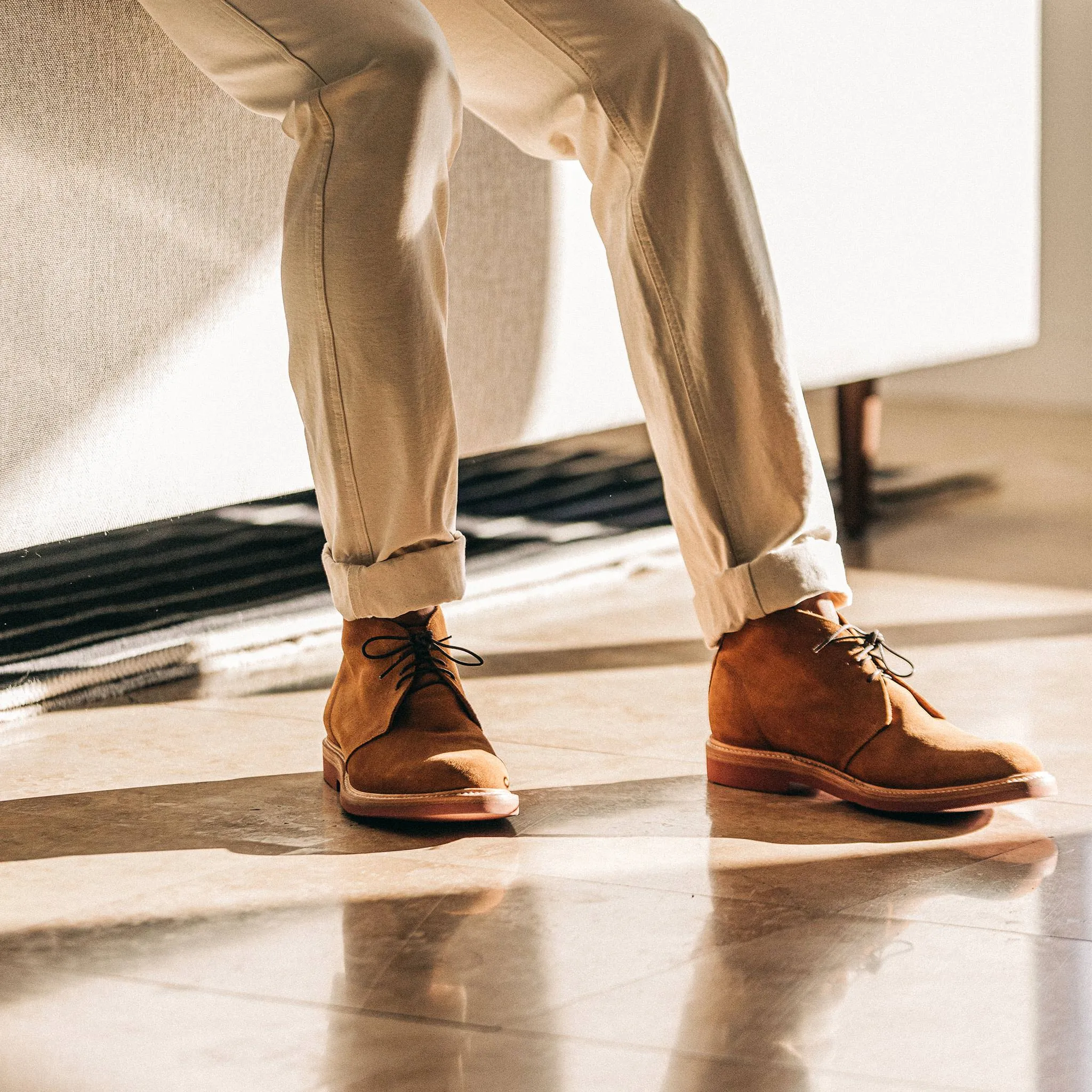 The Unlined Chukka in Butterscotch Weatherproof Suede