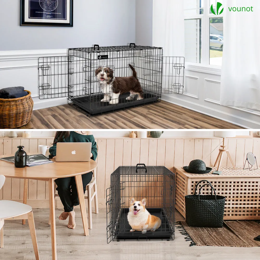 VOUNOT Dog Crate Portable Foldable Secure Pet Puppy Cage with Cover 36 Inches, L