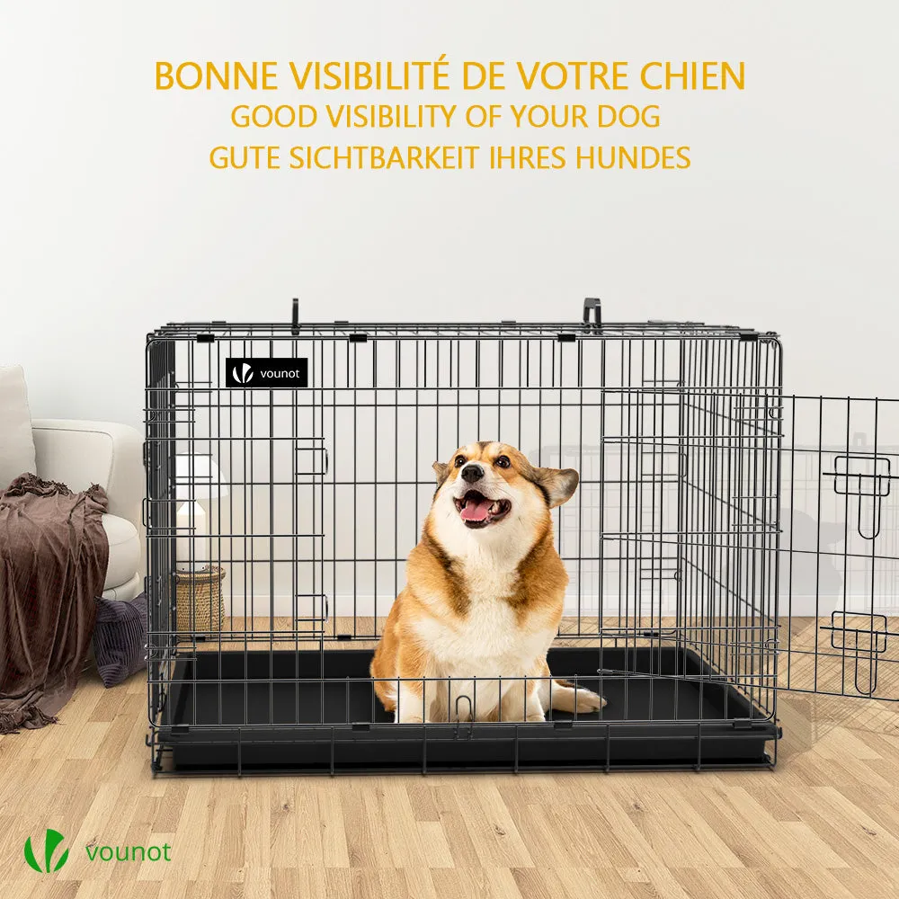 VOUNOT Dog Crate Portable Foldable Secure Pet Puppy Cage with Cover 36 Inches, L