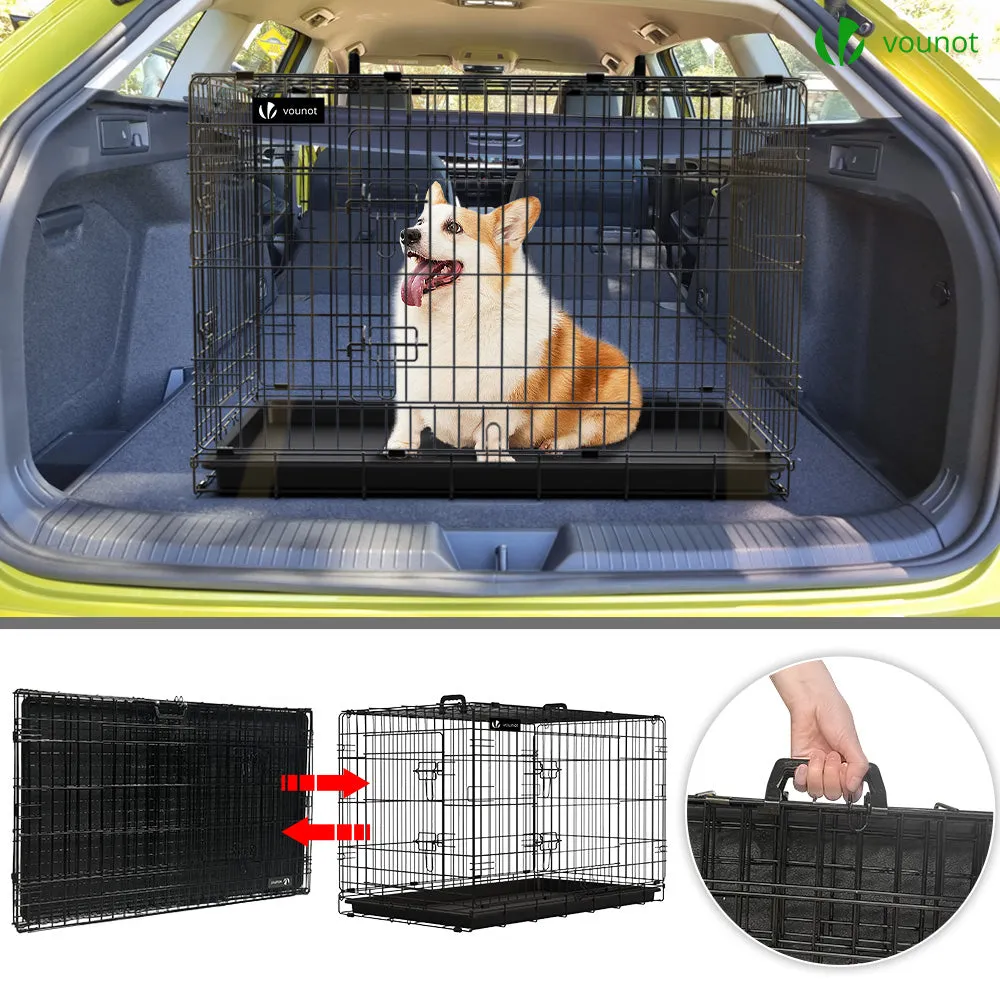 VOUNOT Dog Crate Portable Foldable Secure Pet Puppy Cage with Cover 36 Inches, L