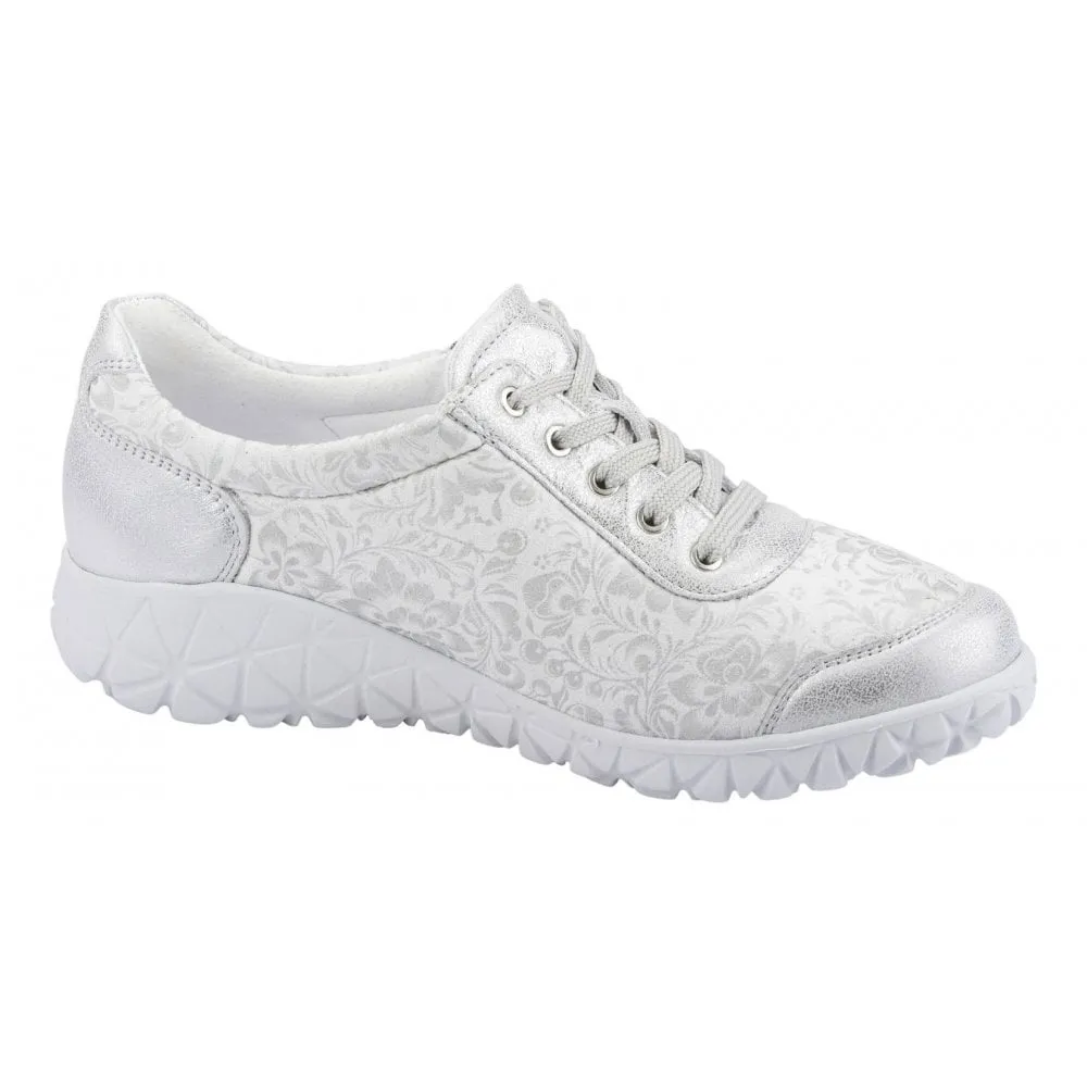 Waldlaufer Womens H89001 213 989 Havy Soft Bufa Jasminstretch White/Silver Lace-Up Trainers