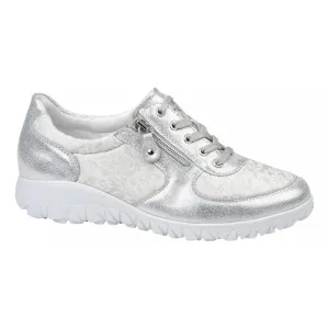 Waldlaufer Womens H89001 213 989 Havy Soft Bufa Jasminstretch White/Silver Lace-Up Trainers