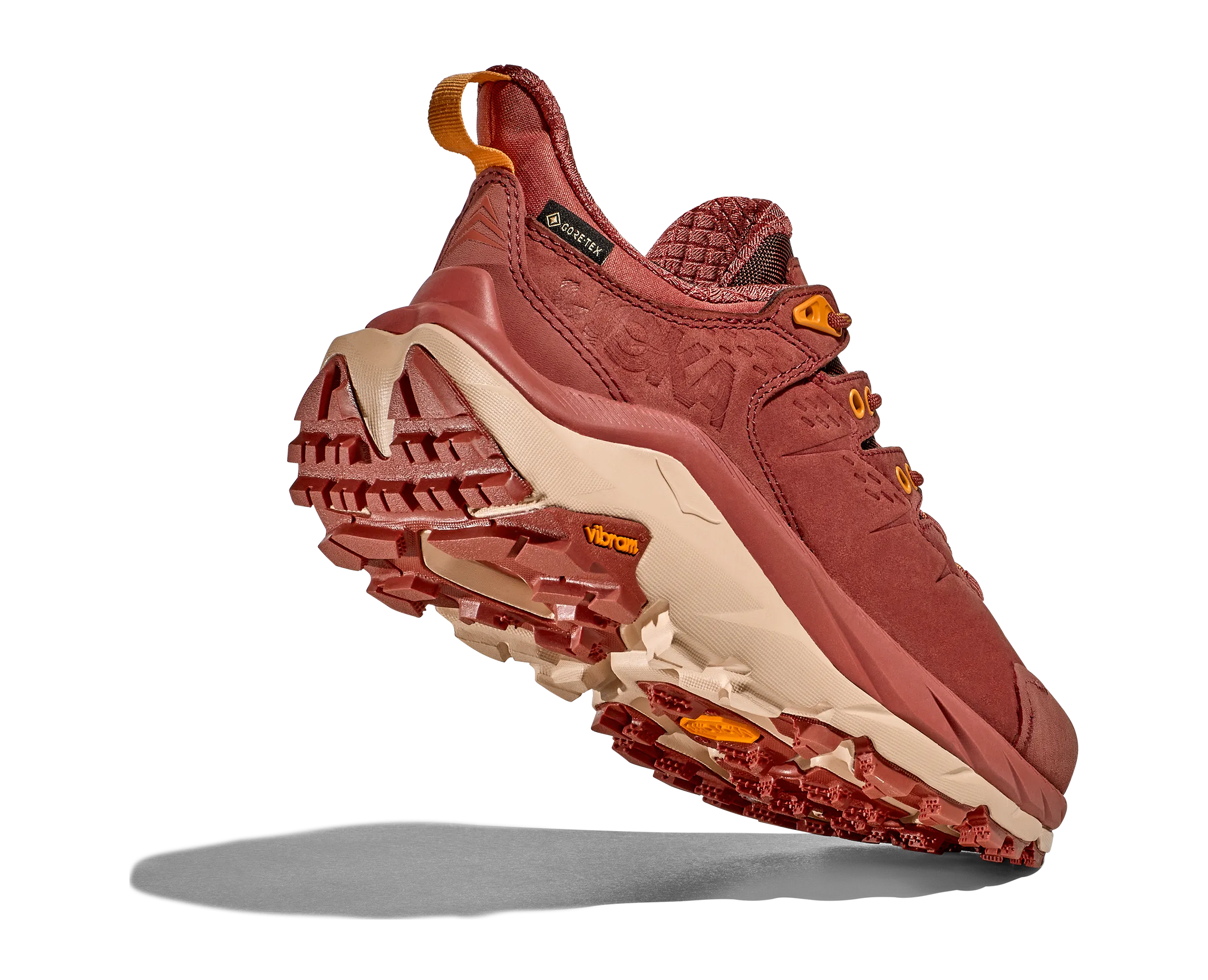 Women's Hoka Kaha 2 Low GTX Color: Hot Sauce / Shifting Sand