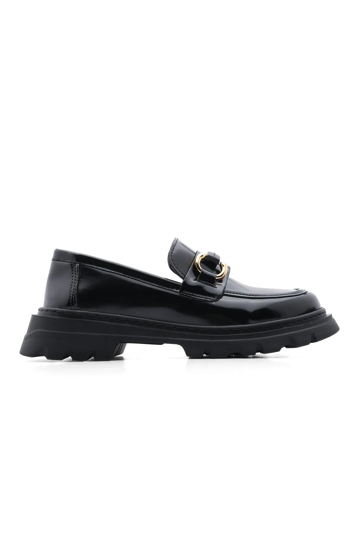 Women's Loafer Thick Sole Buckle Casual Shoes Kinles - Black