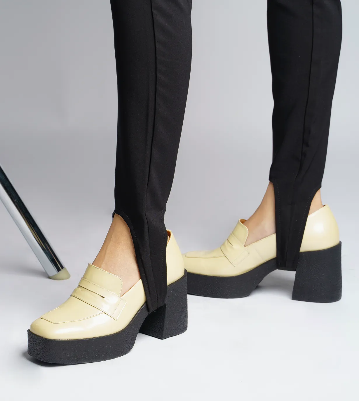 Yoko Cream Patent Leather Chunky Loafers