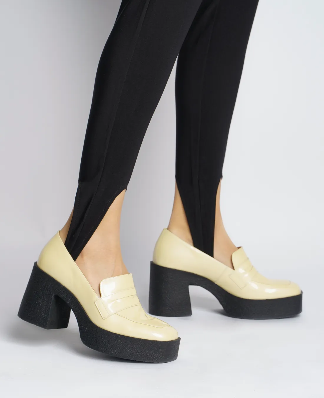 Yoko Cream Patent Leather Chunky Loafers