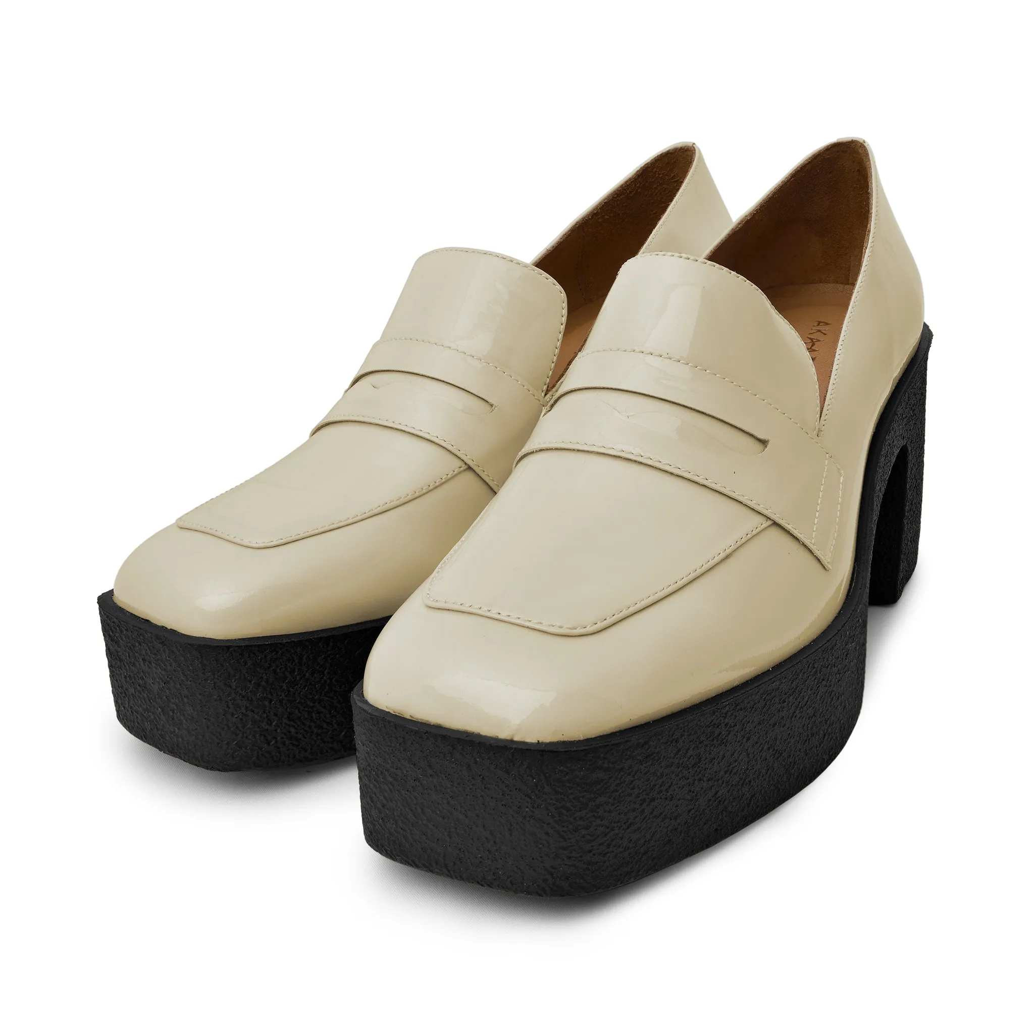 Yoko Cream Patent Leather Chunky Loafers