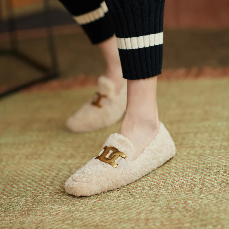 Zaynab Wool Loafers with Chain