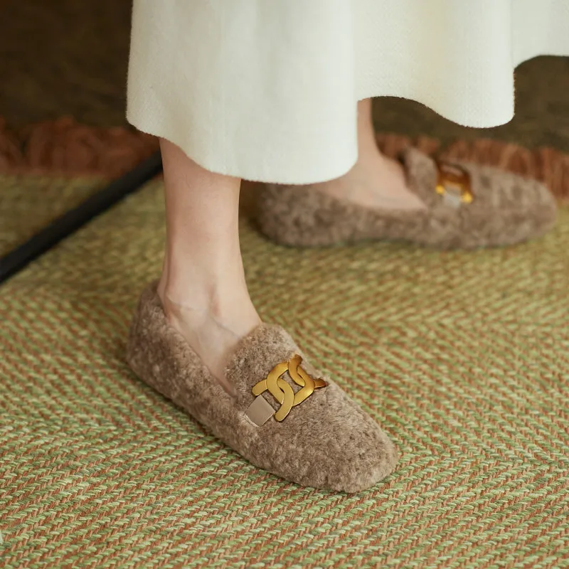 Zaynab Wool Loafers with Chain