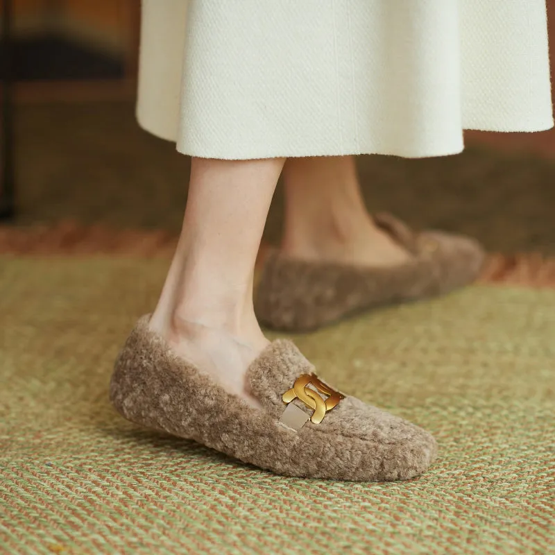 Zaynab Wool Loafers with Chain