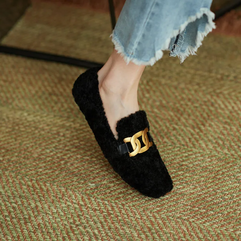 Zaynab Wool Loafers with Chain