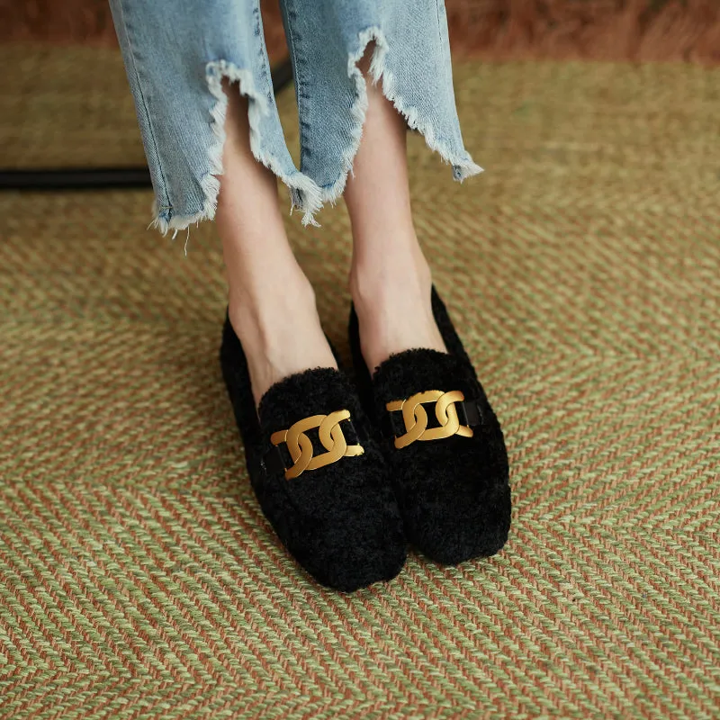 Zaynab Wool Loafers with Chain