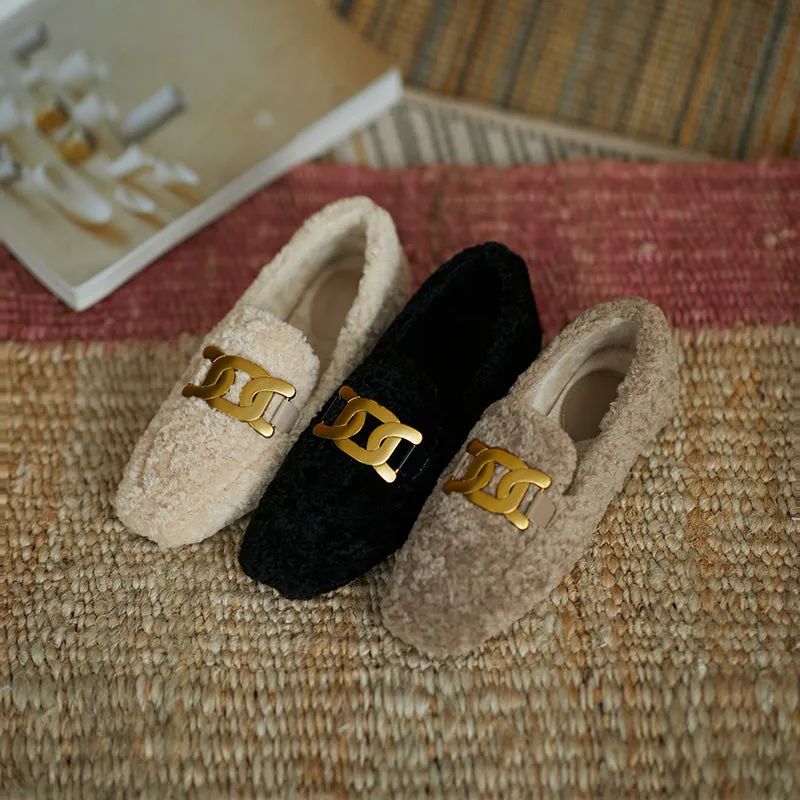 Zaynab Wool Loafers with Chain