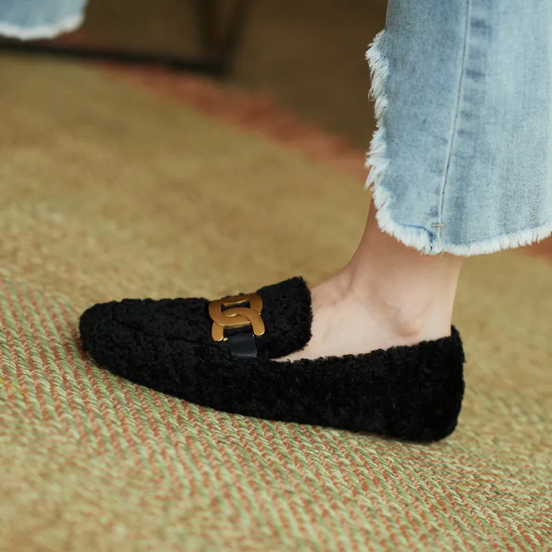 Zaynab Wool Loafers with Chain