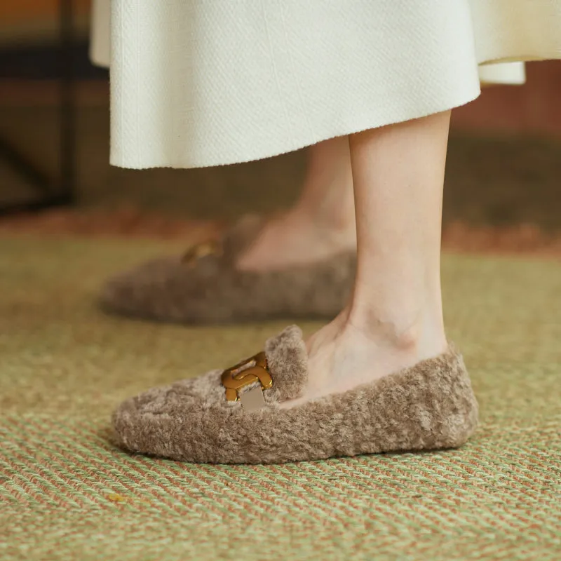 Zaynab Wool Loafers with Chain